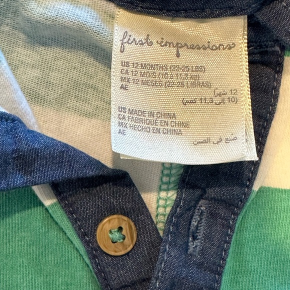 First Impressions Green and White Romper - Picture 2 of 3